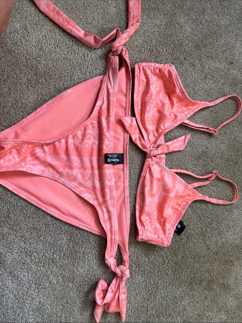 Hurley Coral Patterned  Swimsuit